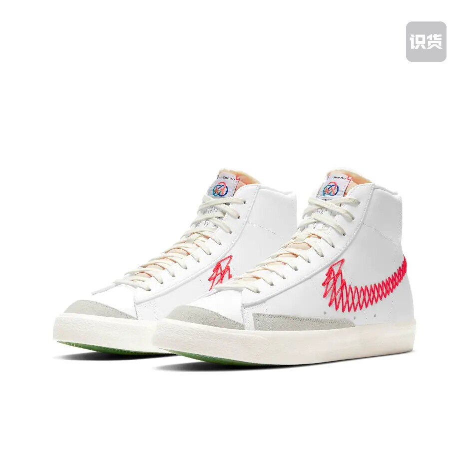 Nike Blazer 77涂鸦手稿黑白高帮男休闲板鞋CW7580-101kl仓 - 实物图