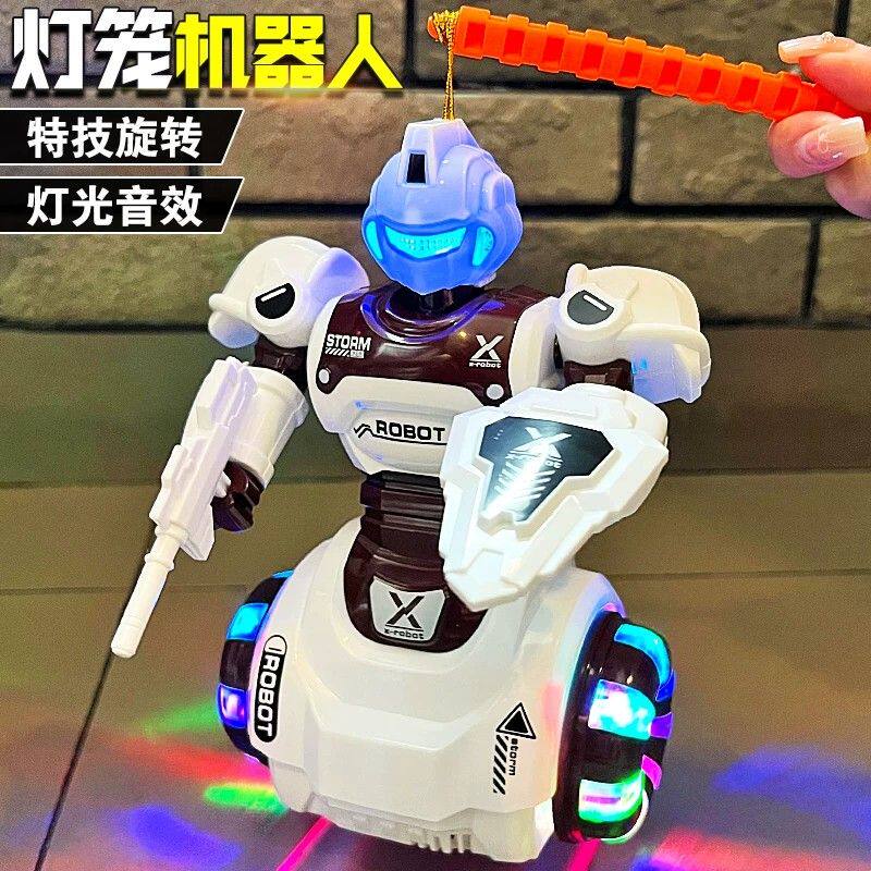 中秋节儿童手提灯笼机器人男童女孩生日礼物电动发光音乐花灯玩具