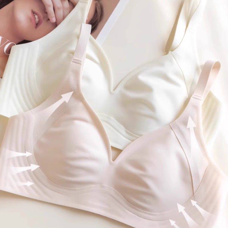 无痕内衣女薄款显小显瘦兔耳杯果冻条收副乳防下垂无钢圈运动文胸