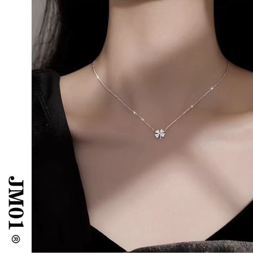 999纯银四叶草项链不掉色送女友