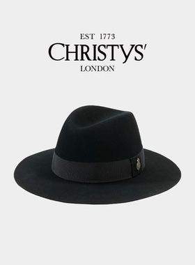 【官方正品】Christys'百年皇室品牌 羊毛黑礼帽Fedora费多拉帽