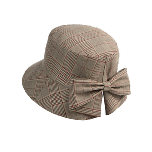 【官方正品】Christys'百年皇室品牌 格纹大蝴蝶结 Bucket渔夫帽