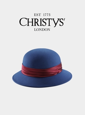【官方正品】Christys'百年皇室品牌 羊毛礼帽 蓝色Cloche钟形帽