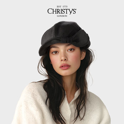 【新品】优雅多面戴蝴蝶结英伦复古初剪羊毛贝雷帽 百年皇室品牌