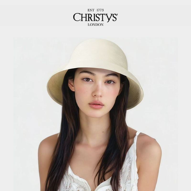 【2026新品】Christys'百年皇室品牌 天然草编织钟形草帽白赫本风