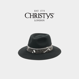 【官方正品】Christys'百年皇室品牌 羊毛礼帽经典黑白Fedora毡帽