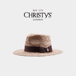 【新品】Christys'百年皇室品牌 手工编花宝草Fedora草帽 礼帽