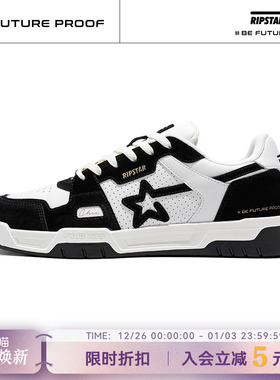 RIPSTAR/爆炸星国潮牌经典黑白板鞋2025新款情侣系带低帮休闲鞋子