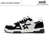 爆炸星国潮牌经典 黑白板鞋 2025新款 RIPSTAR 情侣系带低帮休闲鞋 子