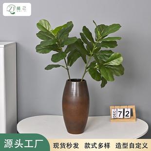 真琴叶仿榕北居欧假绿zj795136植叶材客厅家软装 饰 样板间摆单件装