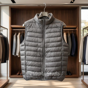 R1chma男士轻薄羽绒马甲立领排骨服新国标90鸭绒基础外穿背心运动