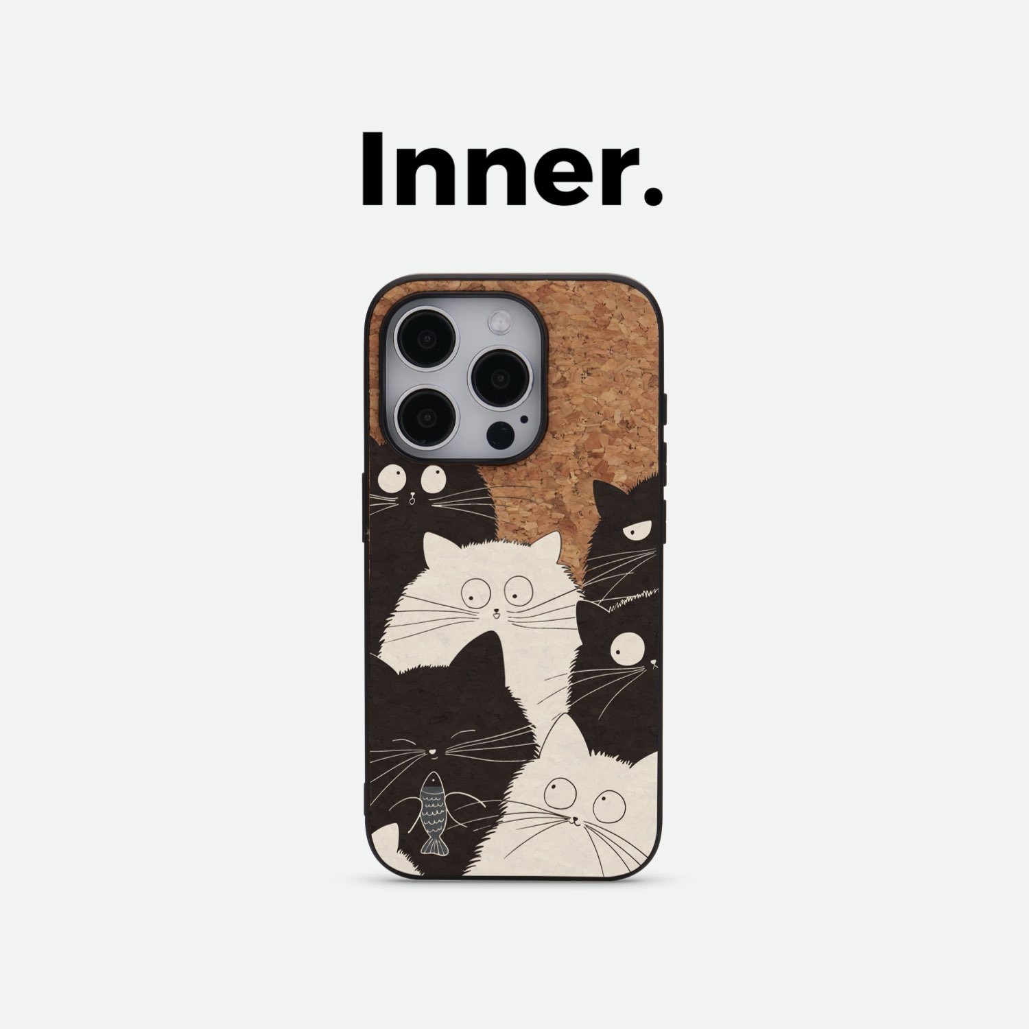 Inner.因内 躲猫猫系列天然软木磁吸手机壳适用于苹果华为新款木MagSafe保护壳高级感清新可爱创意手机套