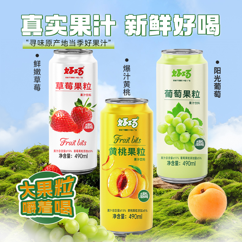 好巧葡萄果汁饮料整箱490ml*15罐