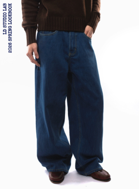LDSTUDIOLAB原创 日系复古赤耳原牛单宁直筒版型百搭牛仔裤男女