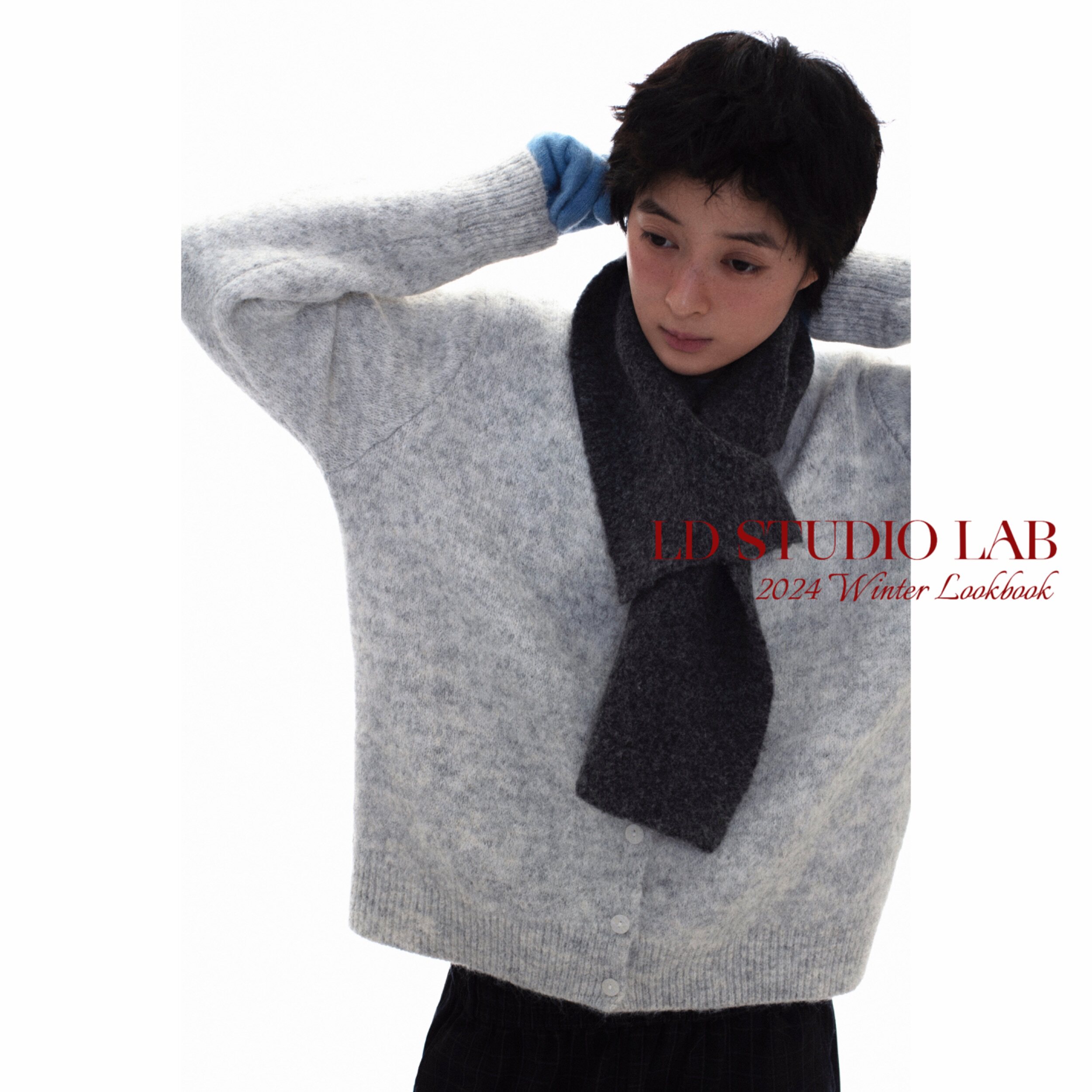 LDSTUDIOLAB原创 日系复古双色宽松圆领针织开衫毛衣外套秋冬男女