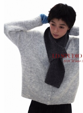 LDSTUDIOLAB原创 日系复古三色宽松圆领针织开衫毛衣外套秋冬男女