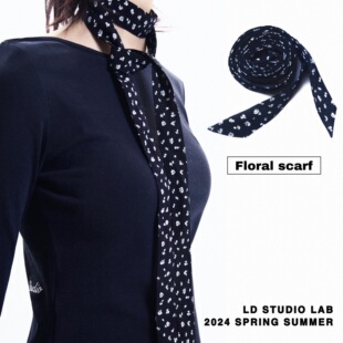 LDSTUDIOLAB原创 日系复古碎花薄丝巾围巾领结百搭窄细款可作腰带