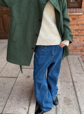 LDSTUDIOLAB原创 复古摩登 深牛单宁赤耳直筒版型百搭牛仔裤男女