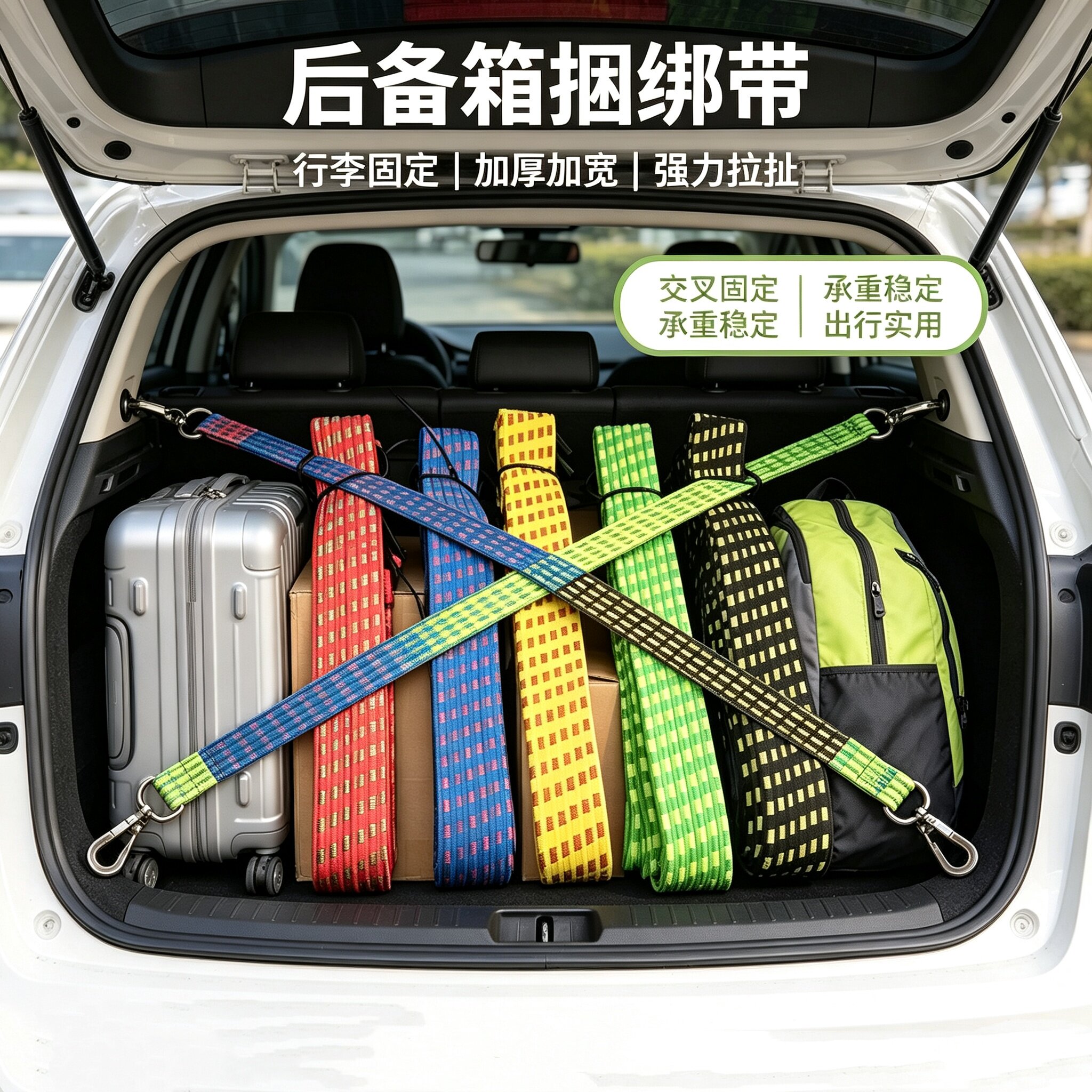 高弹力加厚捆扎绳行李固定带挂钩拉力足韧性强耐拉扯不易断绑带图片