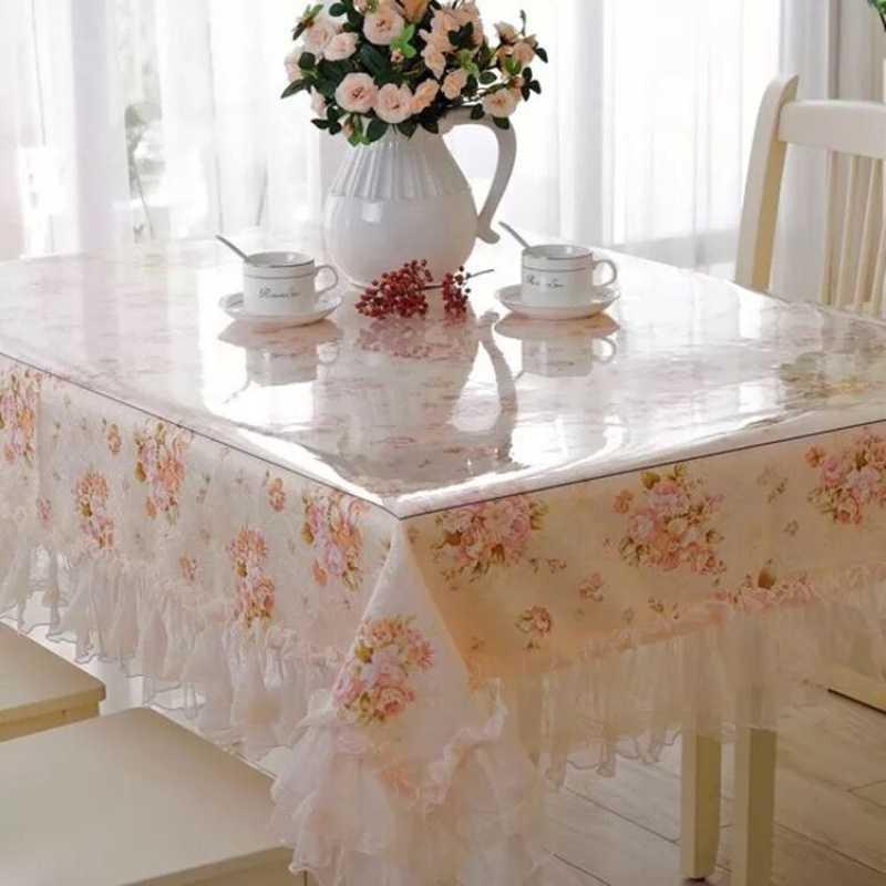 定制厂促软玻璃PVC桌布k防水防烫防油免洗塑料透明餐桌垫茶几网i.