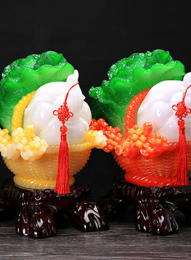 招财玉白菜摆件工艺品一揽百财店铺开业礼品送礼乔迁礼物客厅摆设