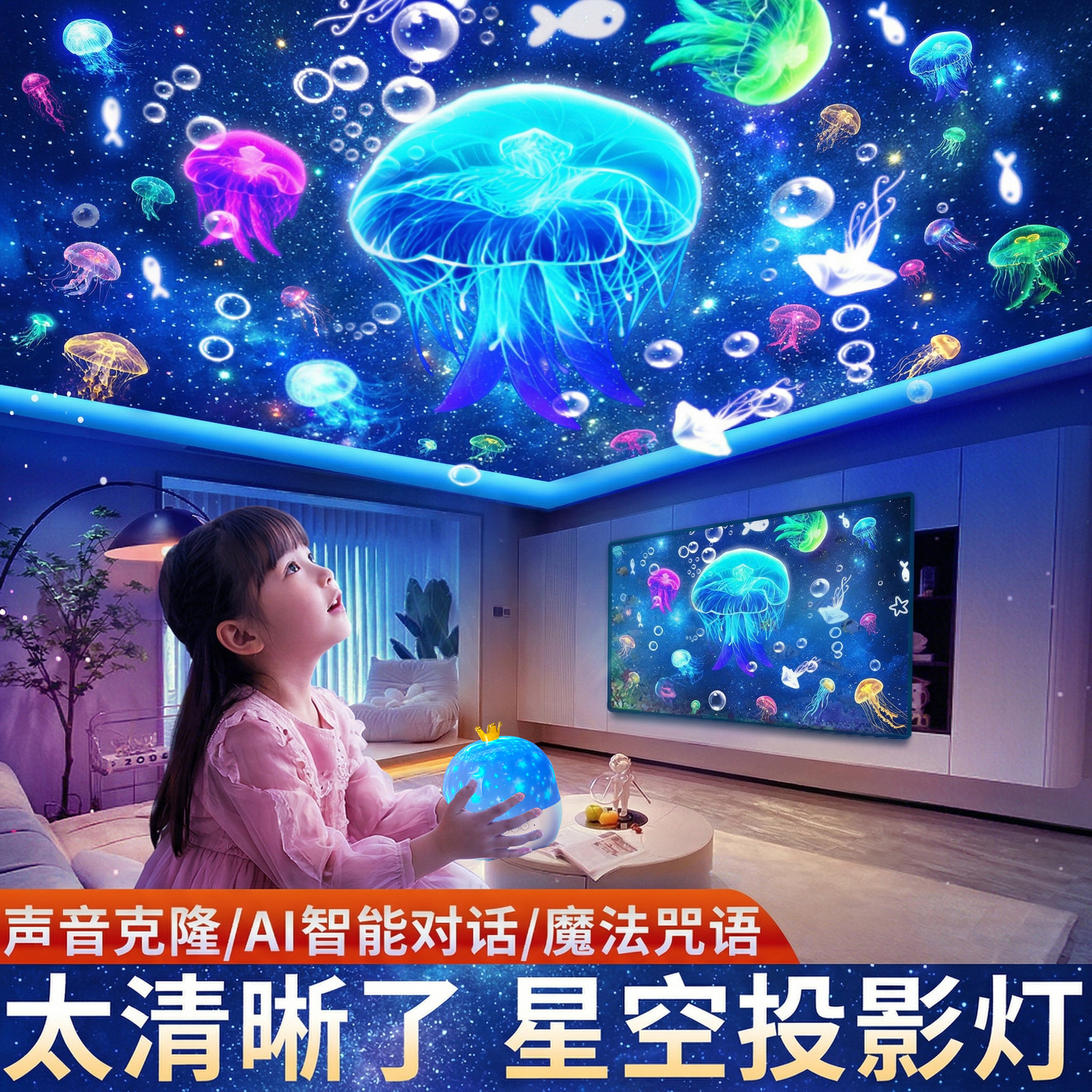 儿童生日礼物小女孩女童音乐盒八音盒玩具可旋转实用的星空投影灯