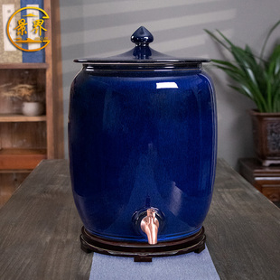 景德镇陶瓷专用存水缸20斤30斤家用带盖纯净水桶饮水机泡茶储水罐