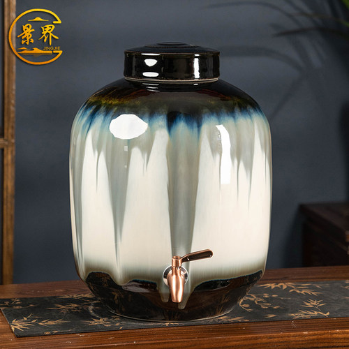 景界宫廷风双盖密封陶瓷酒坛酒缸