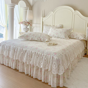 公主风纯棉四件套 全棉纯棉印花床裙单床裙床裙单品枕套 2025新款