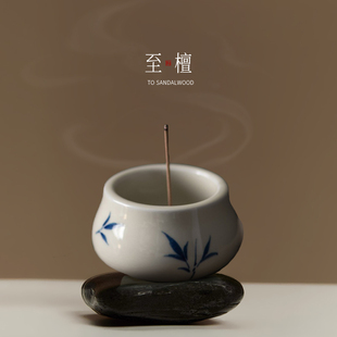 简约禅意不落灰线香插檀香陶瓷香薰炉 中式 至檀世家 罗汉小香炉