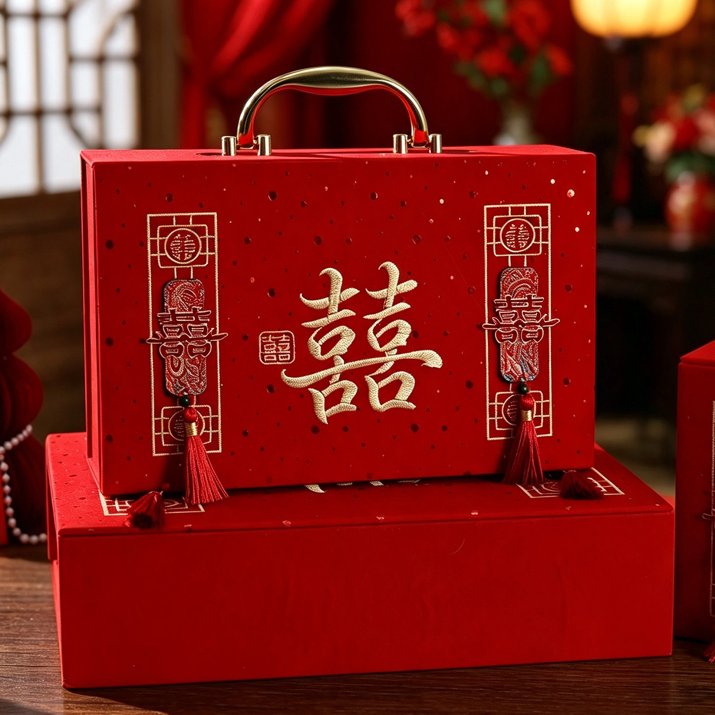 彩礼钱盒子订婚礼金箱结婚婚礼聘礼提亲现金箱子10万婚庆用品大全图片