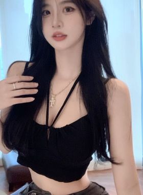 小众绑带俏皮风背心吊带女夏外穿设计感高腰短款ins超火内搭上衣