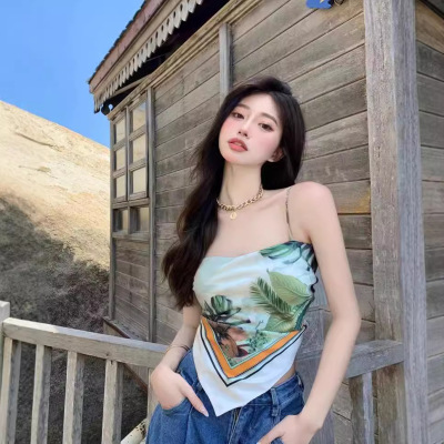 吊带背心女内搭外穿夏季复古美背ins辣妹方巾肚兜式抹胸上衣
