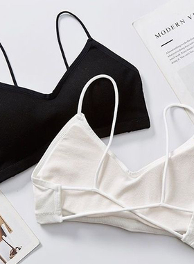 Aico韩版聚拢无钢圈小胸文胸防走光内搭裹胸交叉美背抹胸内衣少女