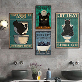 背景墙猫咪挂画喵星人 复古怀旧酒吧厕所卫生间个性 浴室装 饰画美式