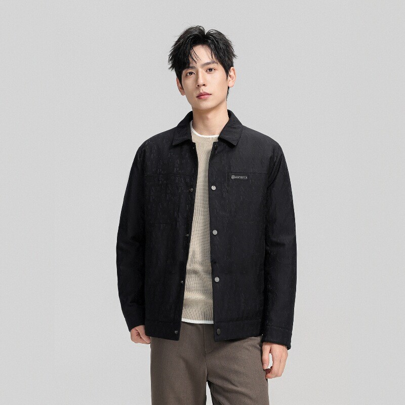 轻薄保暖字母商务翻领羽绒服男士