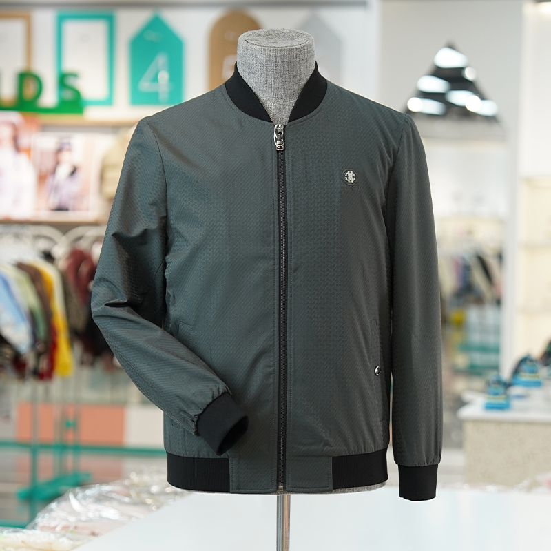 优构良品商务夹克男立领暗纹提花