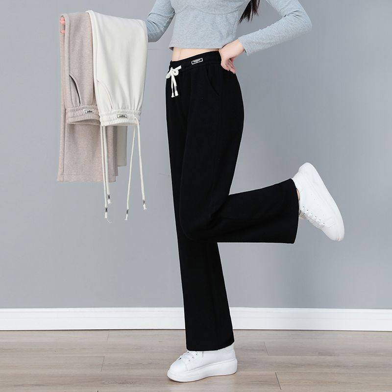 啄木鸟女士休闲裤女款2025新款显瘦中年妈妈黑色直筒宽松九分裤子