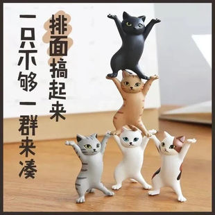 【创意】万物皆可举ins日系妖娆猫笔托学生可爱桌面摆件猫咪笔架