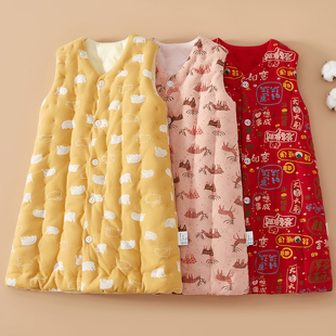 手工纯棉花睡袋秋冬季加厚宝宝睡觉腹围保暖婴幼儿童睡袍防踢被
