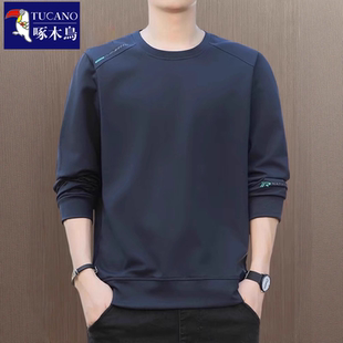 啄木鸟春秋季卫衣男2025新款长袖休闲宽松大码圆领冬装打底衫上衣