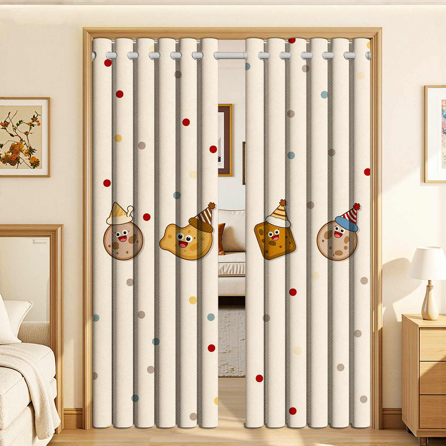 卡通全开门帘客厅卧室卫生间家用免打孔隔断帘厨房遮挡帘阳台挂帘