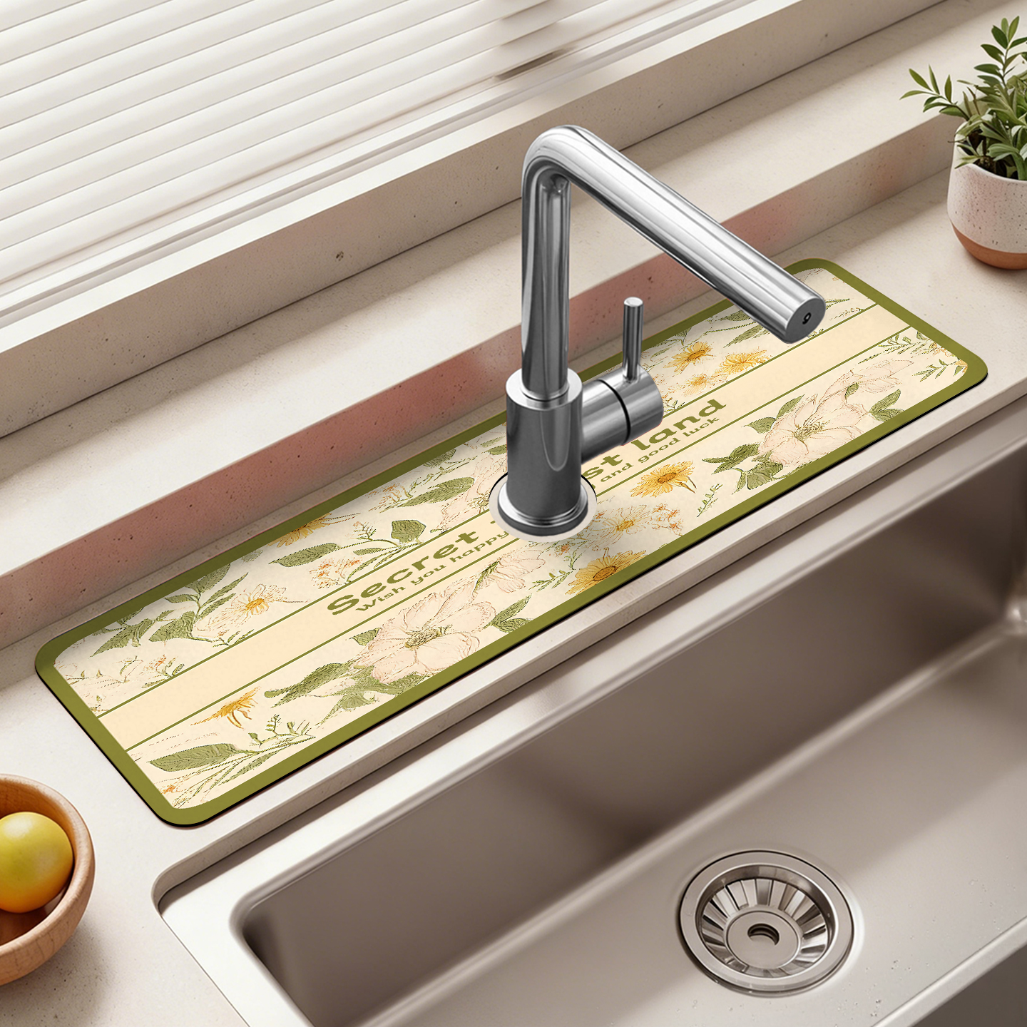 家用防滑溅吸水垫美式复古家用洗碗池沥水垫厨房洗手台水龙头台面