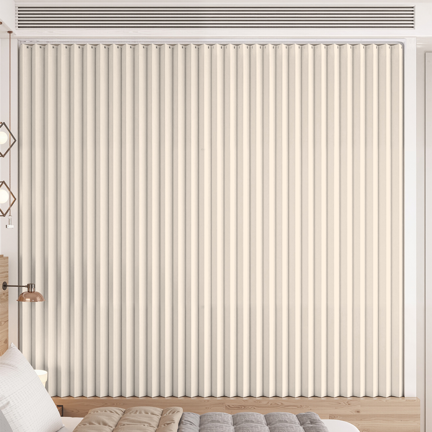 衣帽间房间无门衣柜遮挡帘简约纯色免打孔滑轨遮丑折叠帘防尘布帘