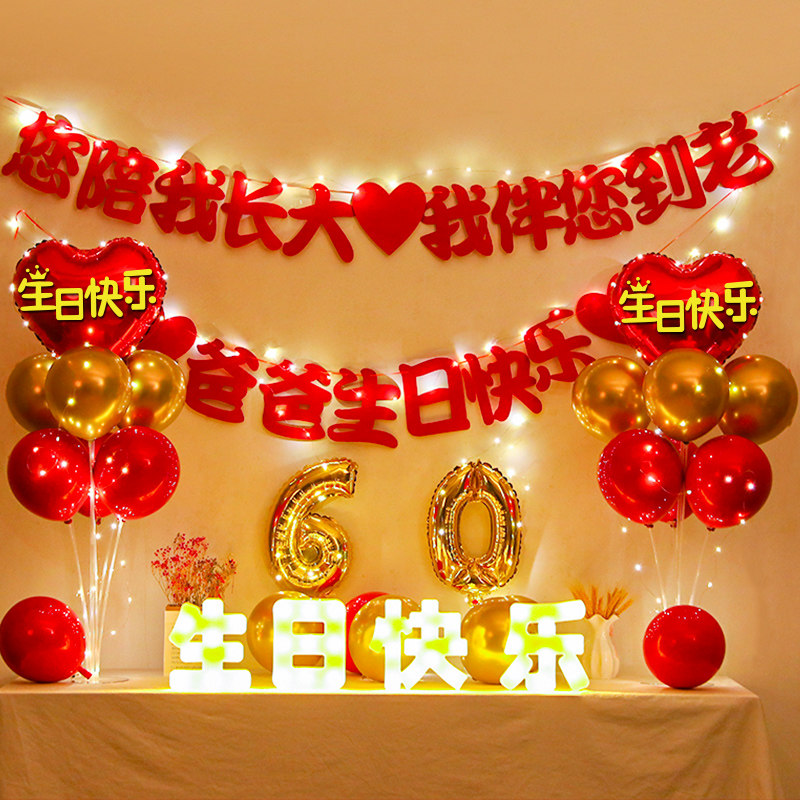 长辈过寿宴老人70大寿爸爸80妈妈60岁生日场景布置气球背景墙装饰