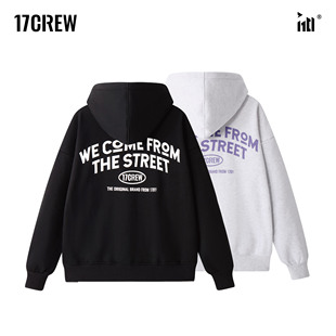 17CREW裂纹SCFT手感印花开衫 卫衣350G加绒连帽宽松秋冬男女同款