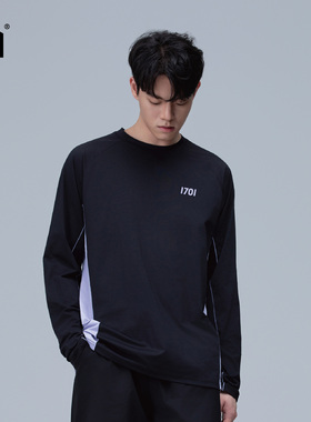 1701秋季cool max新款骑行运动速干拼色长袖凉感打底t情侣同款