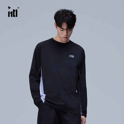 1701秋季cool max新款骑行运动速干拼色长袖凉感打底t情侣同款