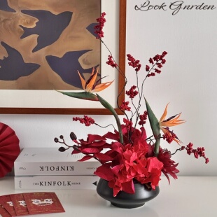 天堂鸟仿真花花艺酒店餐厅餐桌花假花客厅高级仿生花摆设婚礼花束