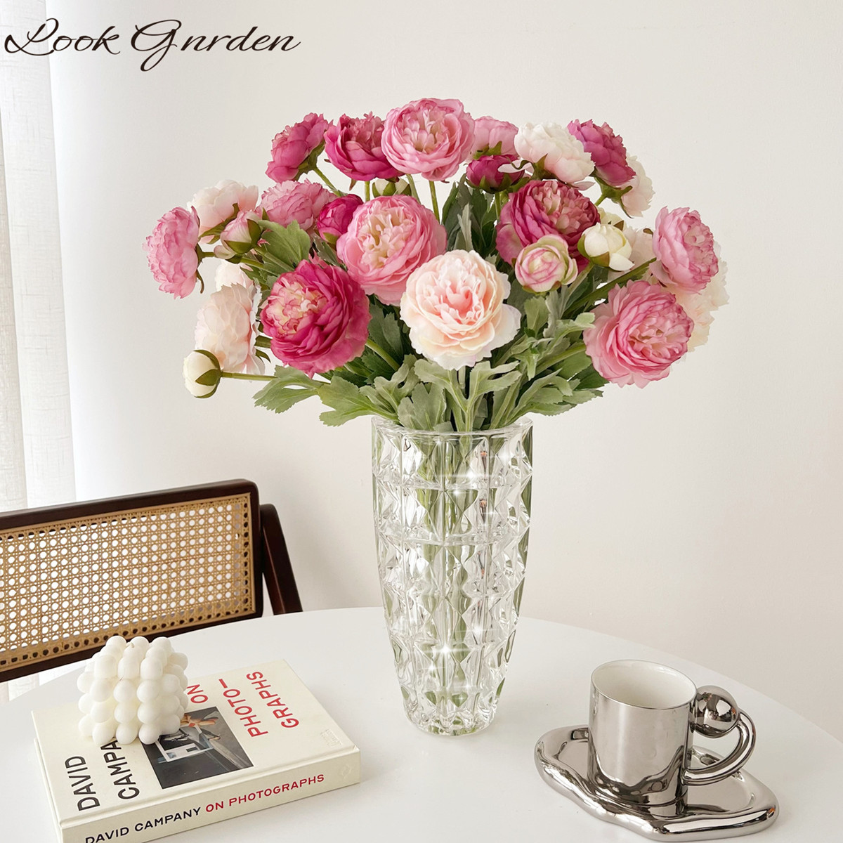 仿真花植绒露莲小茶枚假花餐桌